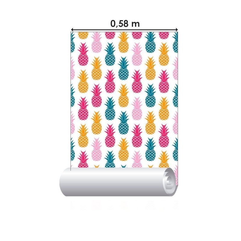 Papel de Parede Adesivo Abacaxis Coloridos N012131 - Papel na Parede