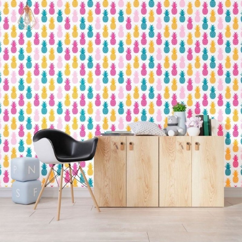 Papel de Parede Adesivo Abacaxis Coloridos N012131 - Papel na Parede