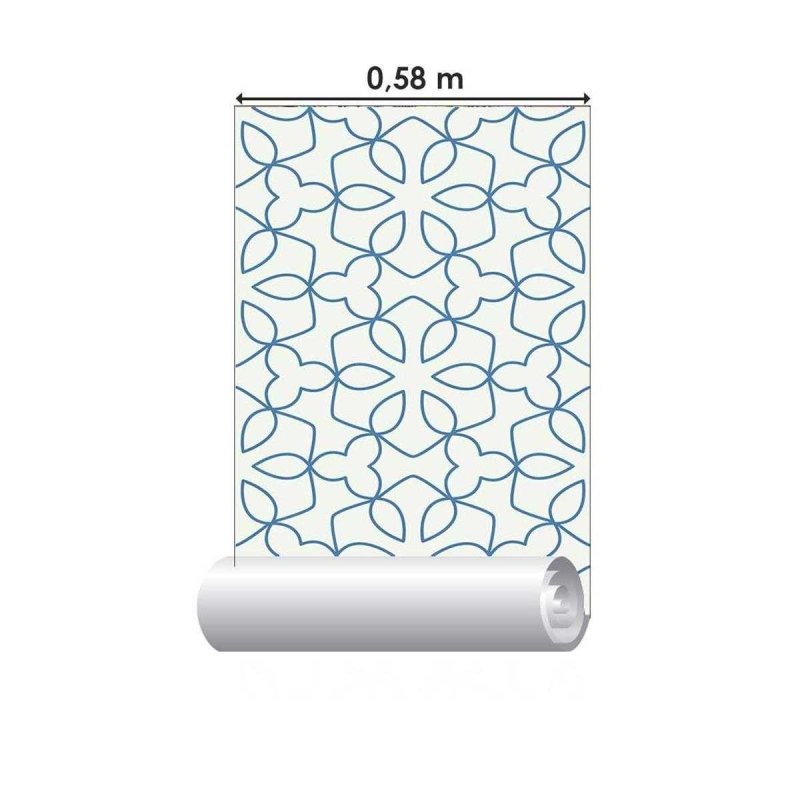 Papel de Parede Adesivo Abstrato Azul e Branco N05299 - Papel na Parede