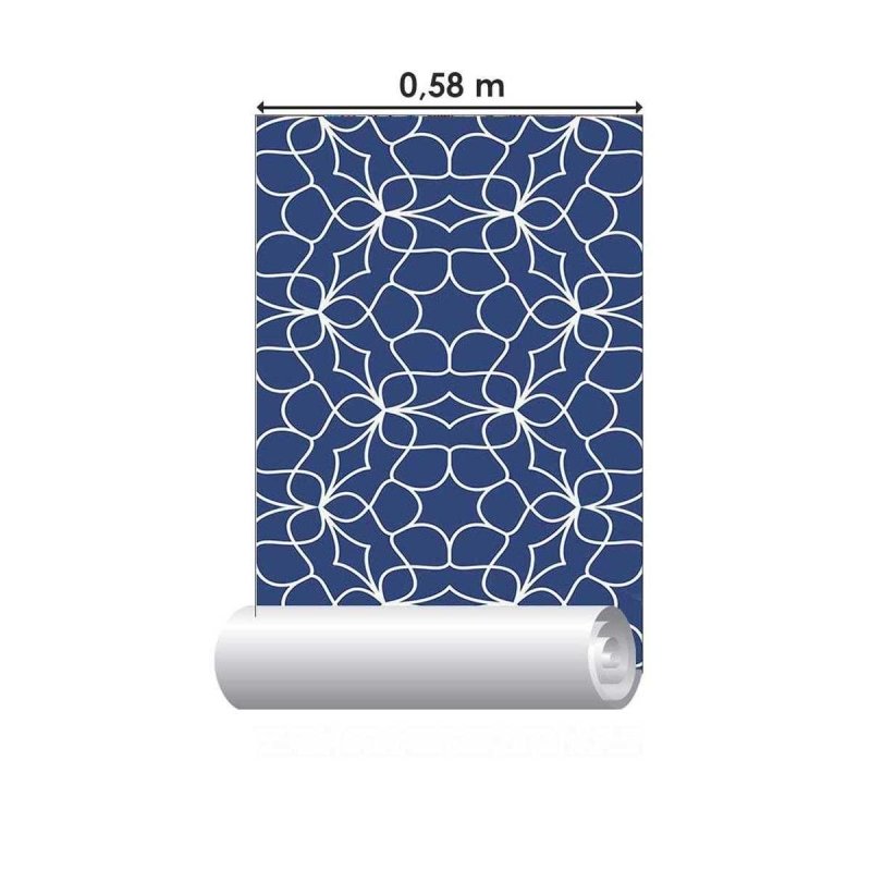 Papel de Parede Adesivo Abstrato Azul e Branco N05300 - Papel na Parede