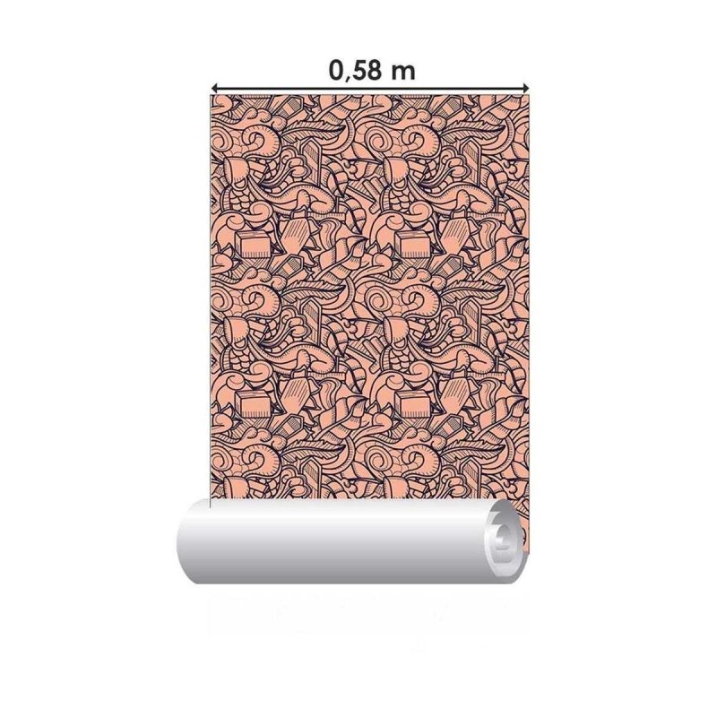 Papel de Parede Adesivo Abstrato Cáfé Rosa N03083 - Papel na Parede