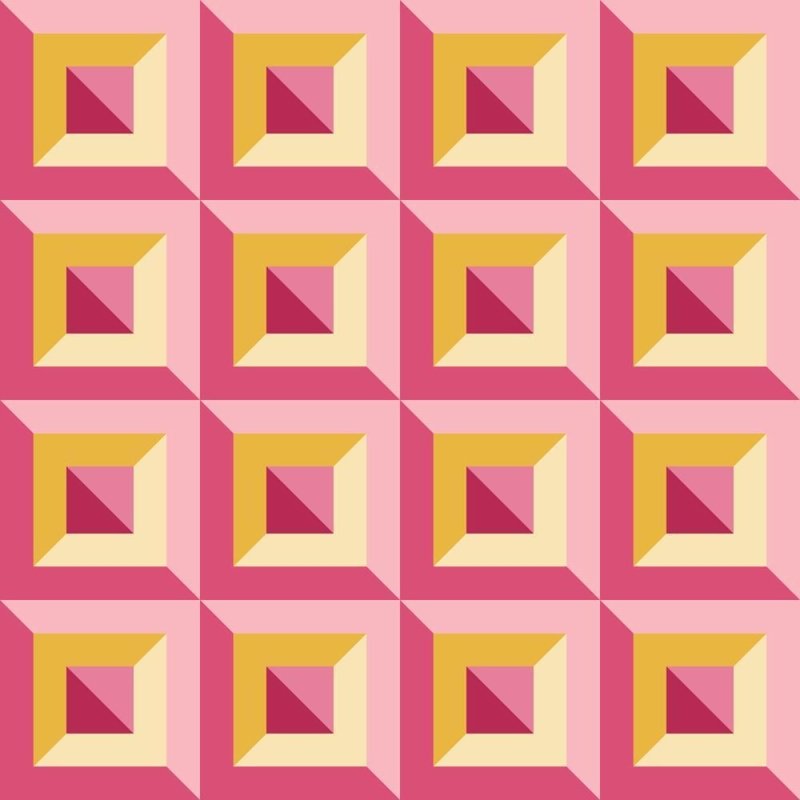 Papel de Parede Adesivo Abstrato Geométrico Rosa e Amarelo N08030 - Papel na Parede