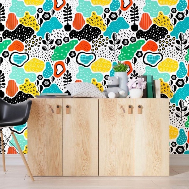 Papel de Parede Adesivo Abstrato Infantil Colorido N012019 - Papel na Parede