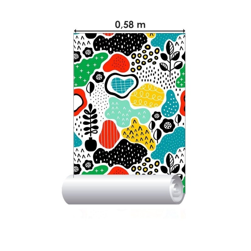 Papel de Parede Adesivo Abstrato Infantil Colorido N012019 - Papel na Parede