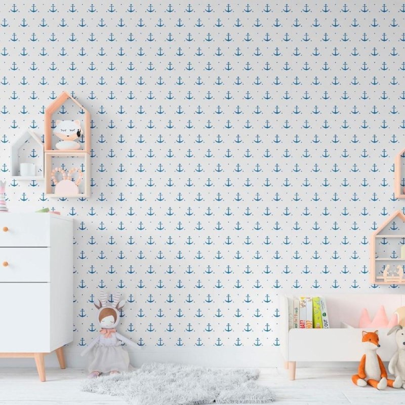 Papel de Parede Adesivo Âncoras Poá N011010 - Papel na Parede