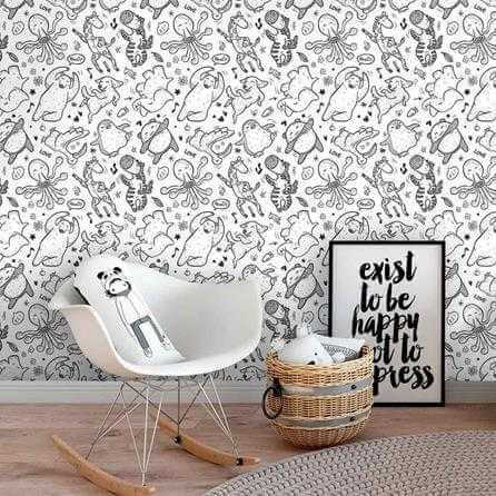 Papel de Parede Adesivo Animais para Colorir 508 - Papel na Parede