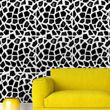 Papel de Parede Adesivo Animal Print Girafa Branco Preto 5196722831 - Papel na Parede