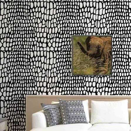 Papel de Parede Adesivo Animal Print Jacaré Preto Branco 5196722832 - Papel na Parede