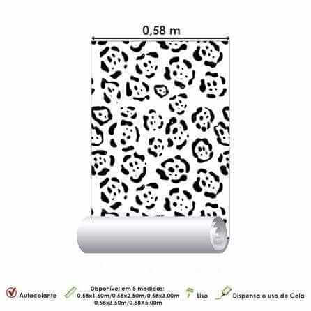 Papel de Parede Adesivo Animal Print Leopardo Branco e Preto 5196722833 - Papel na Parede