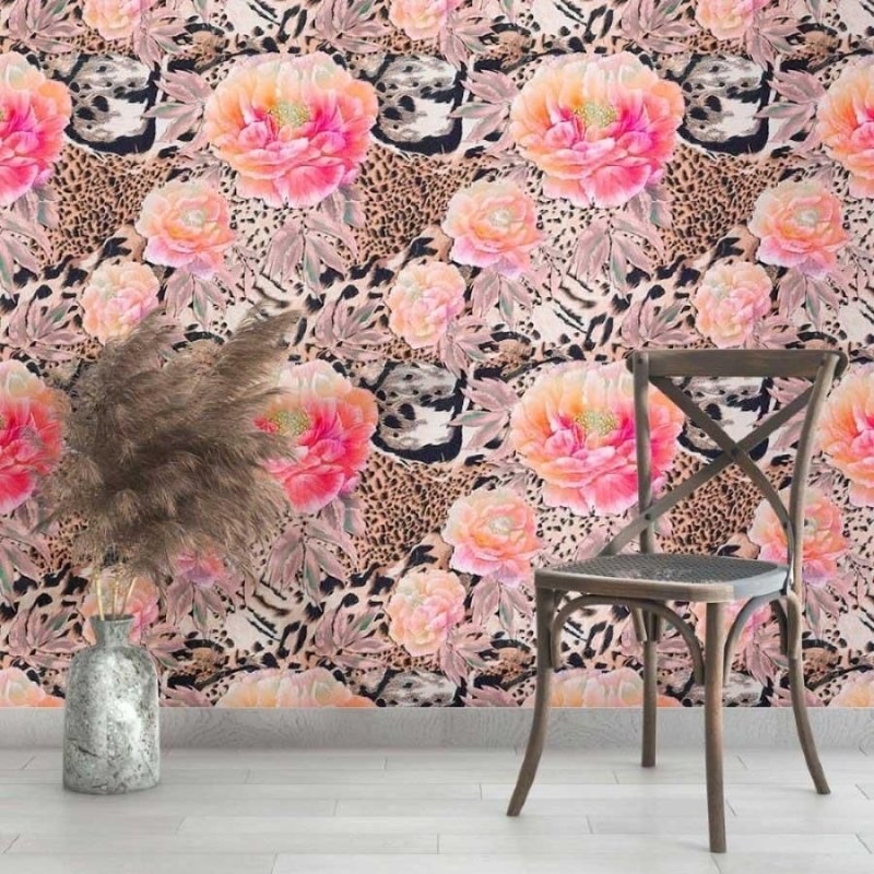 Papel de Parede Adesivo Animal Print Mix Floral N013214 - Papel na Parede