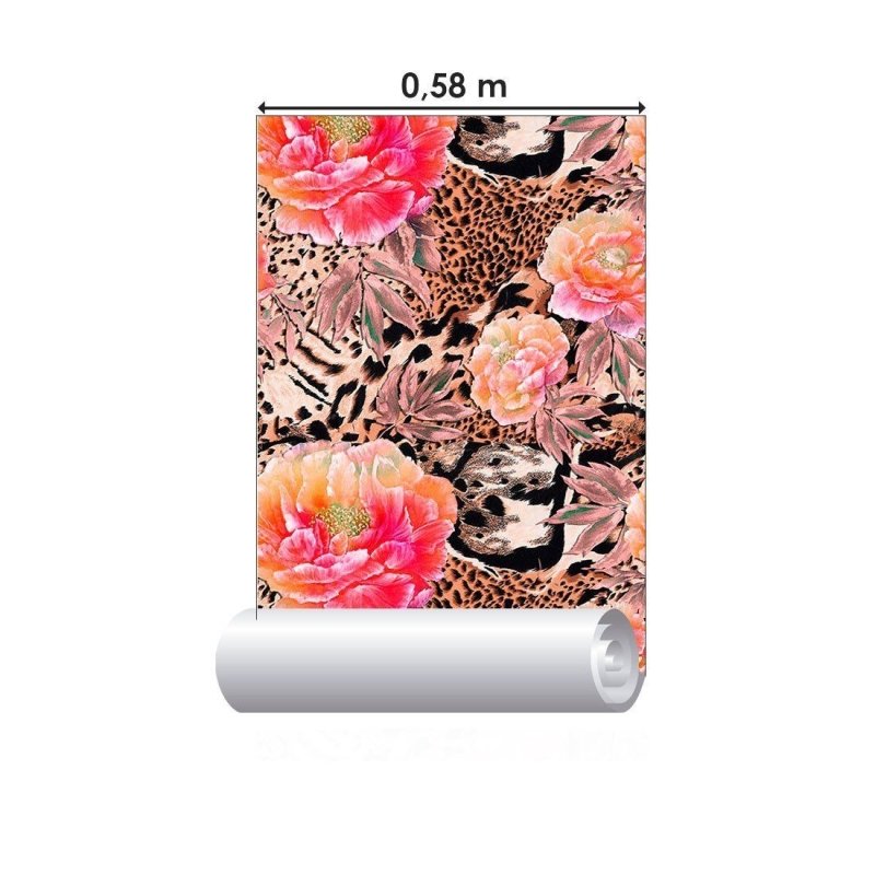 Papel de Parede Adesivo Animal Print Mix Floral N013214 - Papel na Parede