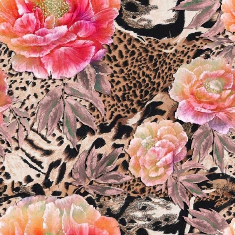Papel de Parede Adesivo Animal Print Mix Floral N013214 - Papel na Parede