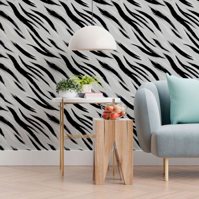 Papel de Parede Adesivo Animal Print Tigre P&B N013216 - Papel na Parede