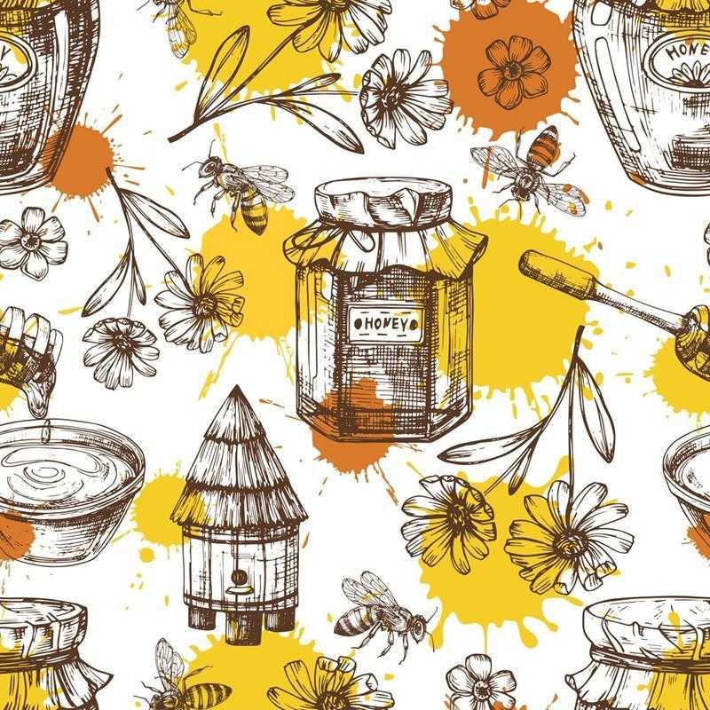 Papel de Parede Adesivo Apicultura e Mel Artístico N05209 - Papel na Parede