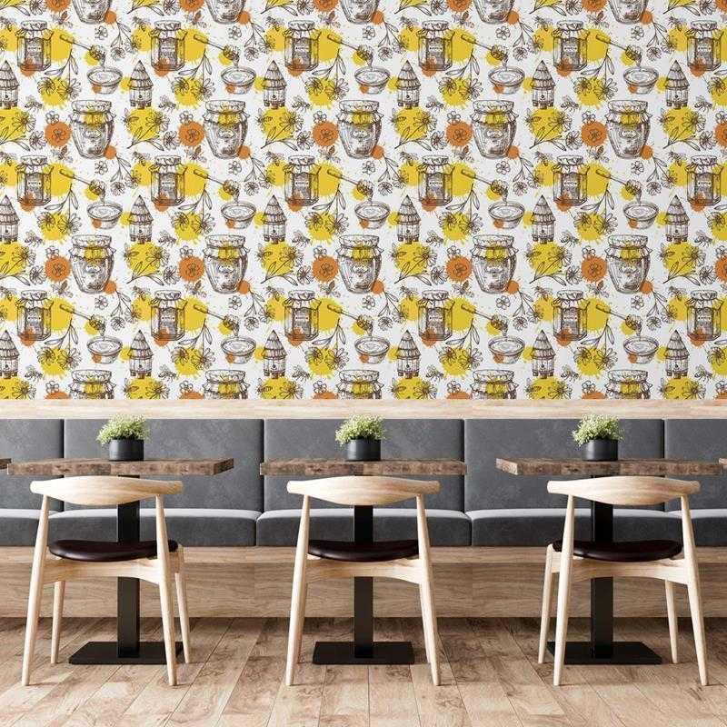 Papel de Parede Adesivo Apicultura e Mel Artístico N05209 - Papel na Parede