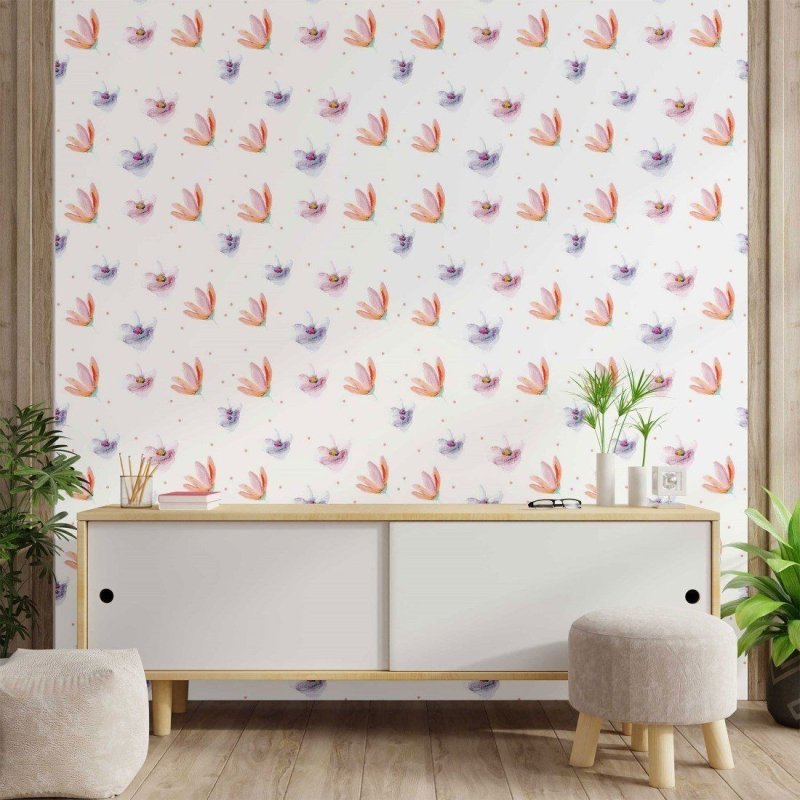Papel de Parede Adesivo aquarela floral N014134 - Papel na Parede
