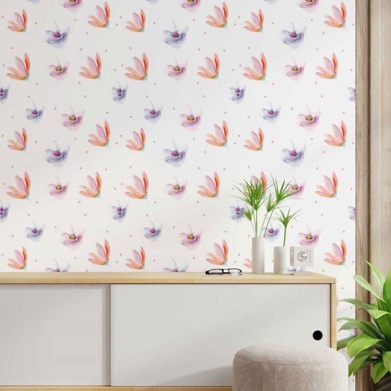 Papel de Parede Adesivo aquarela floral N014134 - Papel na Parede