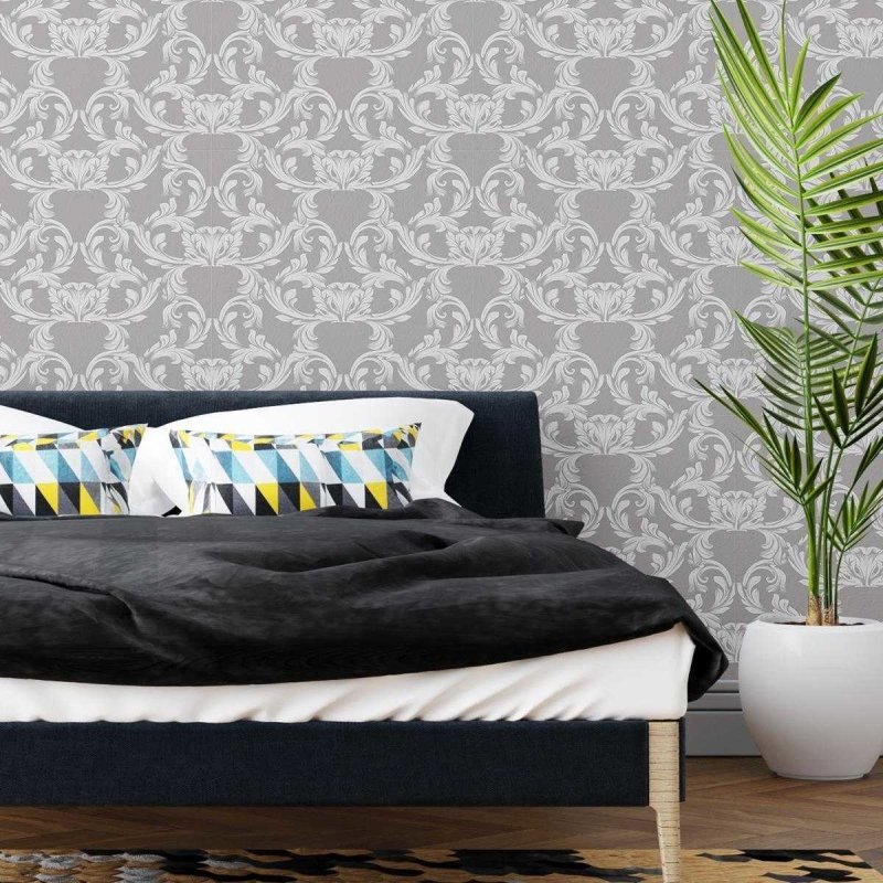 Papel de Parede Adesivo Arabesco Cinza N04147 - Papel na Parede