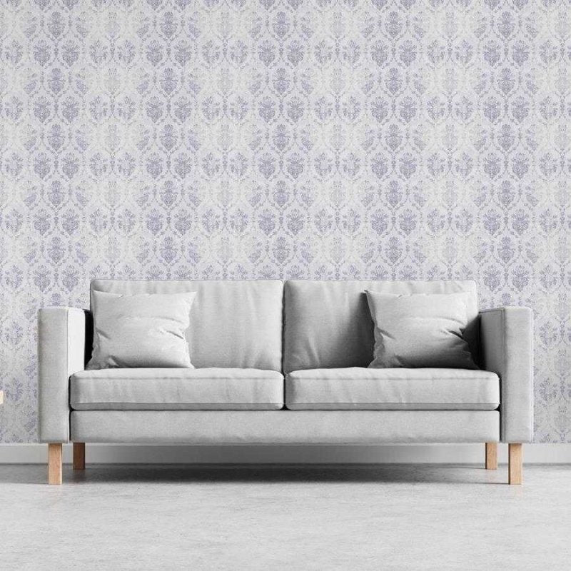 Papel de Parede Adesivo Arabesco Clássico Azul Branco N06171 - Papel na Parede