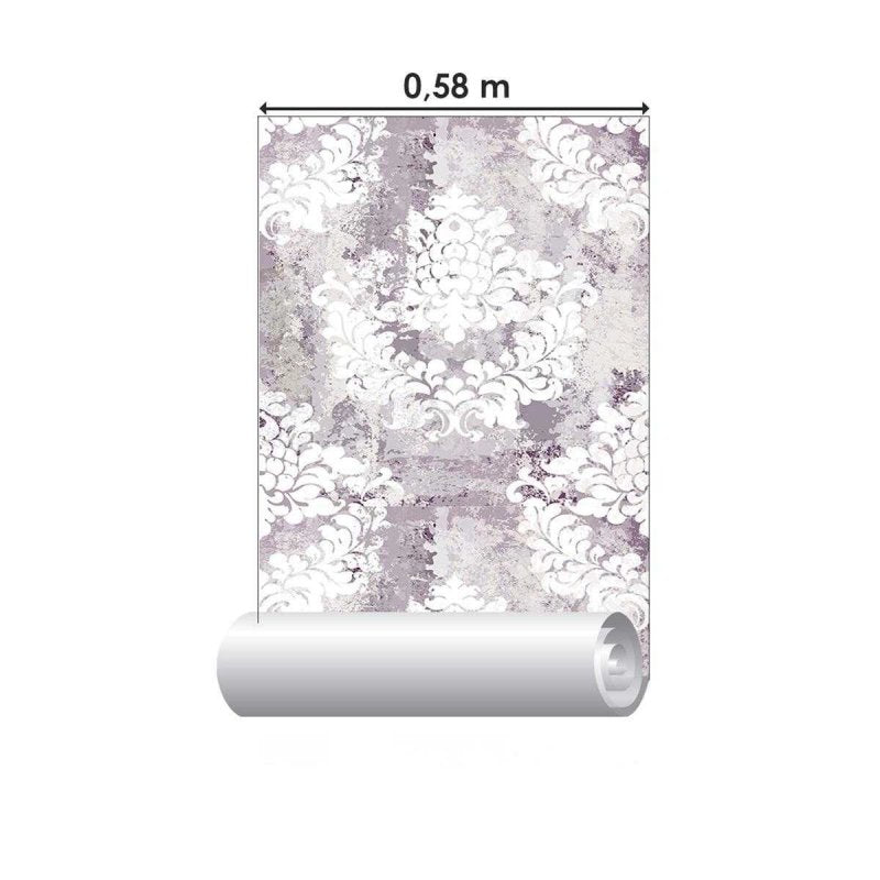 Papel de Parede Adesivo Arabesco Floral Cinza N04078 - Papel na Parede