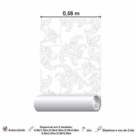 Papel de Parede Adesivo Arabesco Floral Rosa 388311088 - Papel na Parede