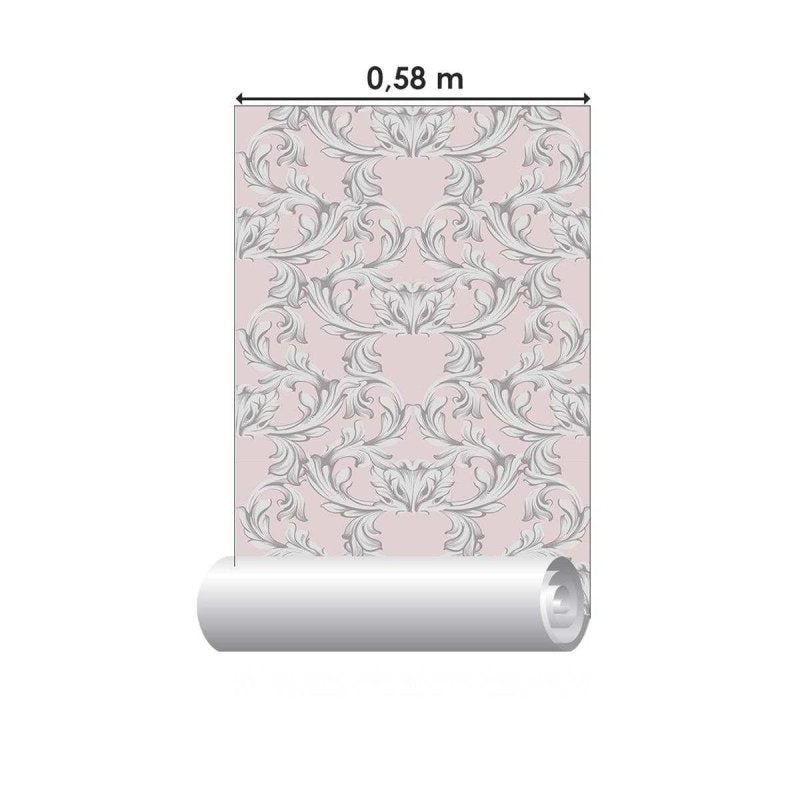 Papel de Parede Adesivo Arabesco Rosa N04146 - Papel na Parede