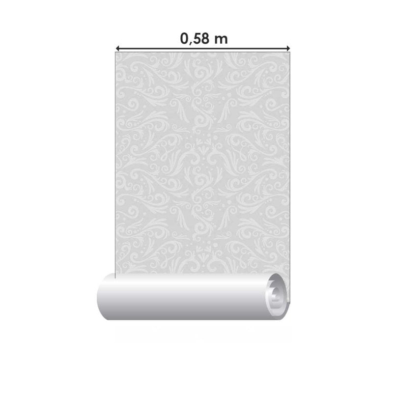 Papel de Parede Adesivo Arabescos Cinza N018037 - Papel na Parede