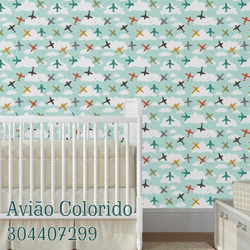 Papel de Parede Adesivo aviao colorido 304407299 - Papel na Parede