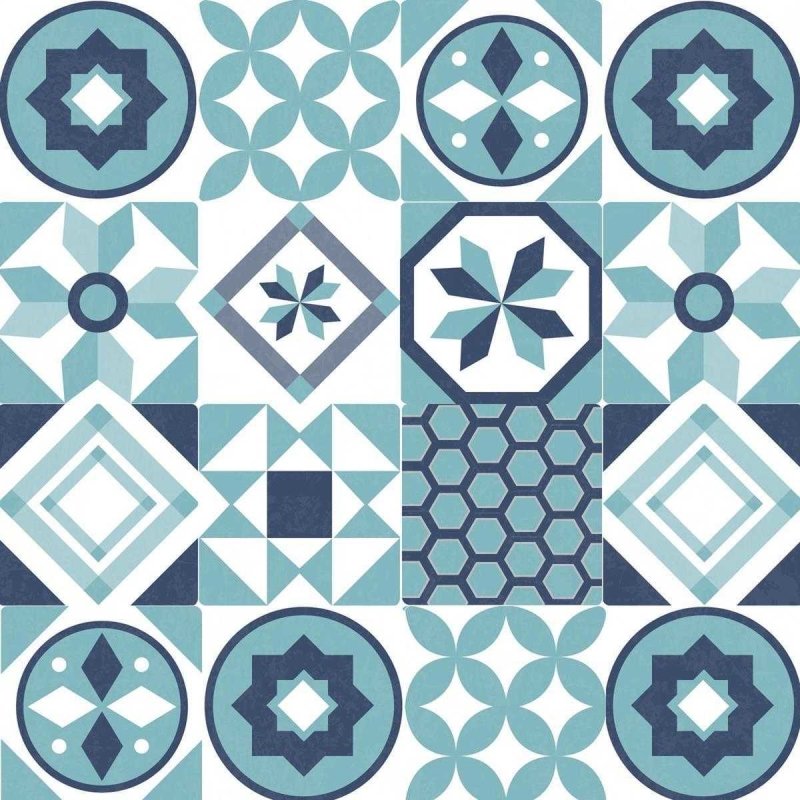 Papel de Parede Adesivo Azulejo Azul N03025 - Papel na Parede