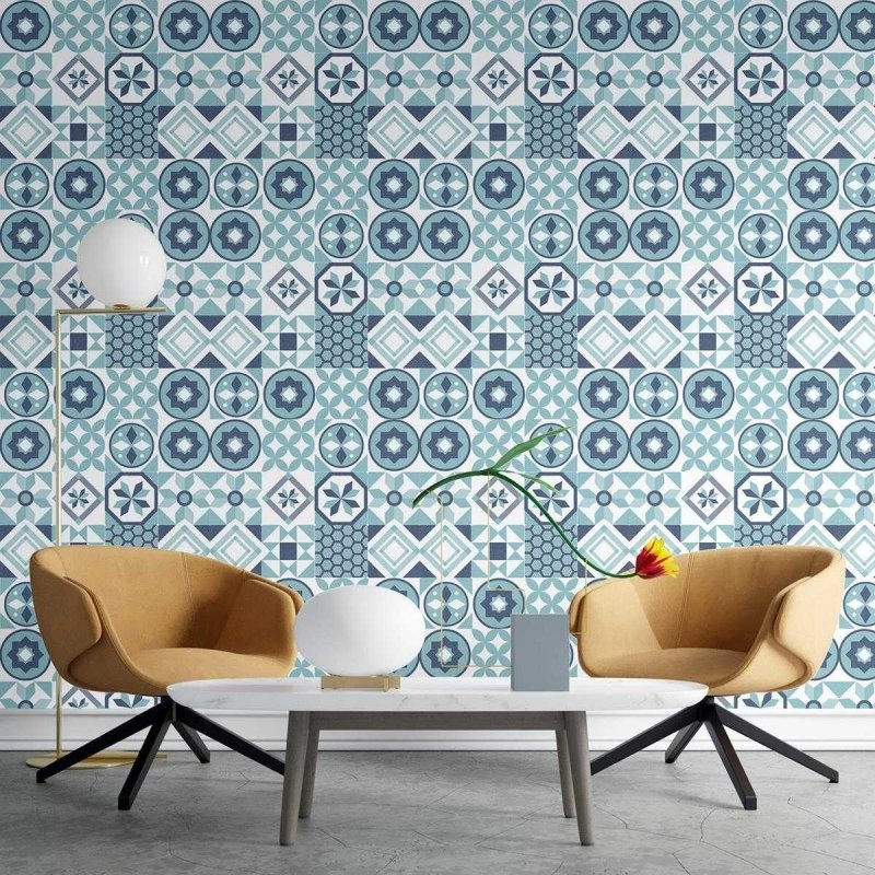 Papel de Parede Adesivo Azulejo Azul N03025 - Papel na Parede