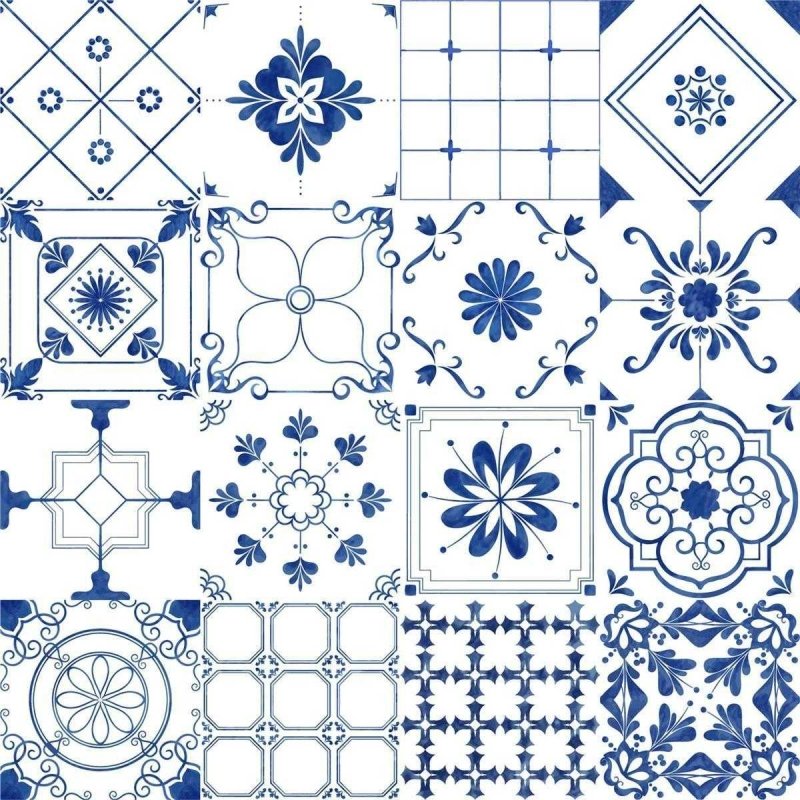 Papel de Parede Adesivo Azulejo Azul N03028 - Papel na Parede