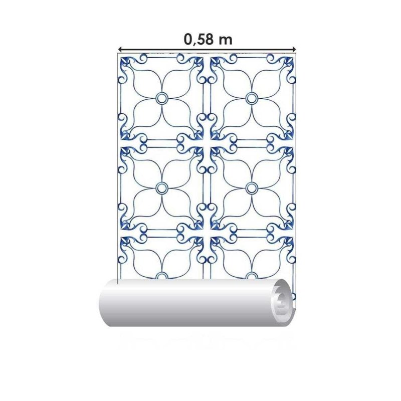 Papel de Parede Adesivo Azulejo Clássico Azul N05218 - Papel na Parede