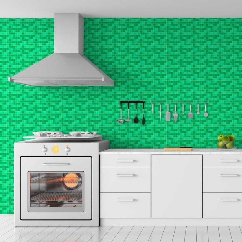 Papel de Parede Adesivo Azulejo em Pastilhas Verde N06062 - Papel na Parede