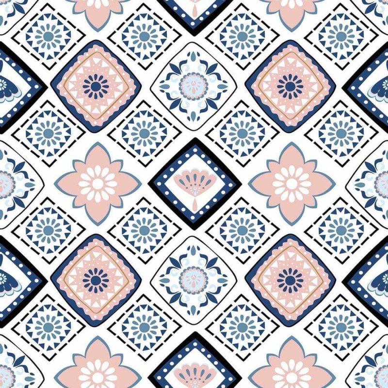 Papel de Parede Adesivo Azulejo Floral N02040 - Papel na Parede