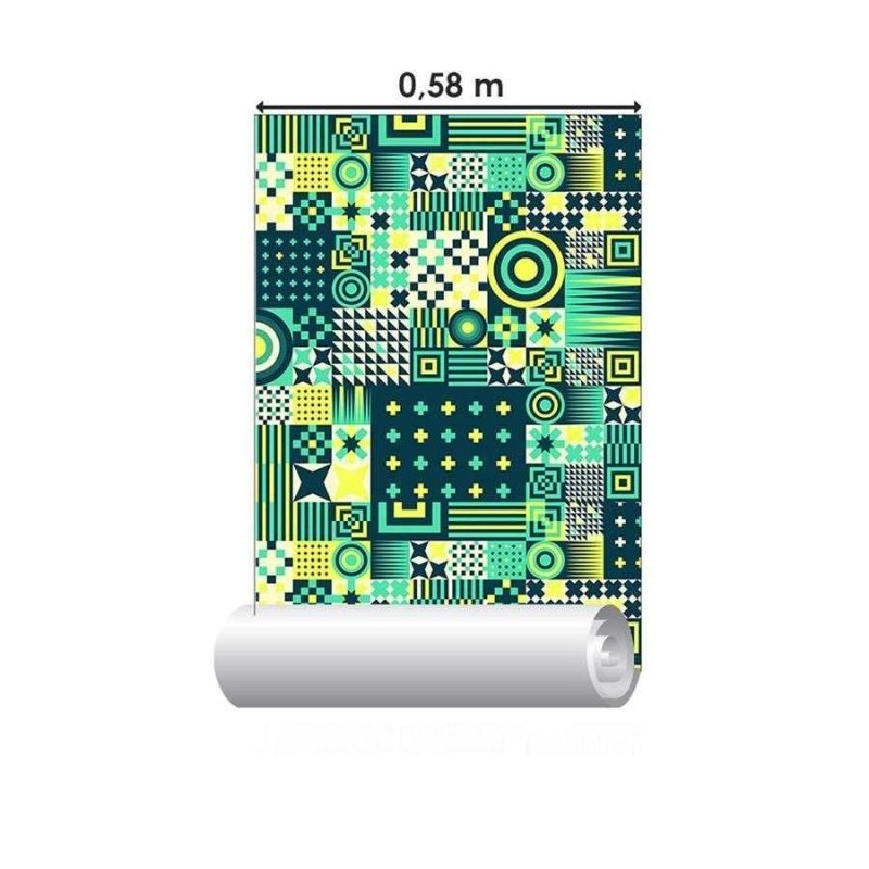 Papel de Parede Adesivo Azulejo Geométrico Neon N06048 - Papel na Parede