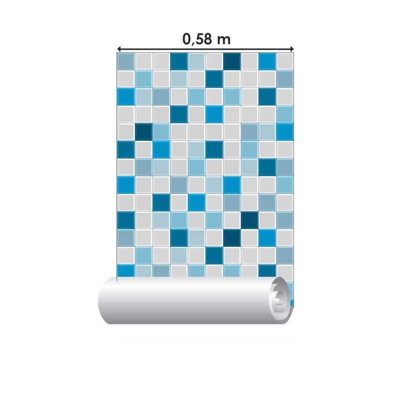 Papel de Parede Adesivo Azulejo Pastilha Azul N04094 - Papel na Parede