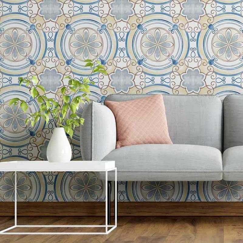 Papel de Parede Adesivo Azulejo Pintado à Mão N05211 - Papel na Parede