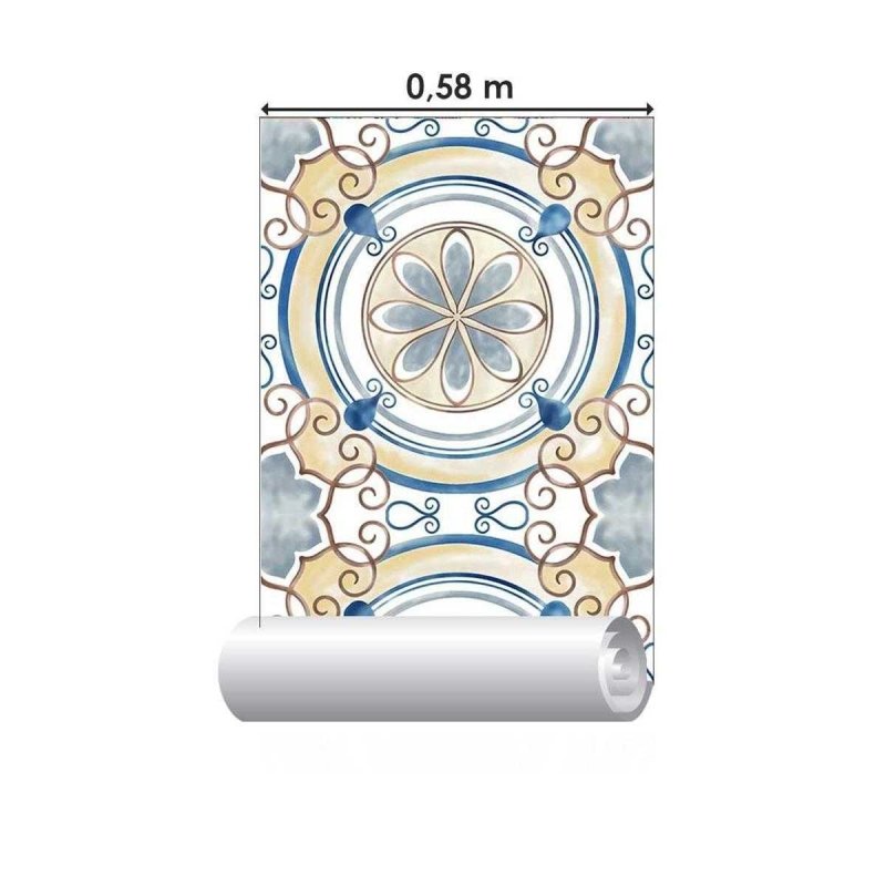 Papel de Parede Adesivo Azulejo Pintado à Mão N05211 - Papel na Parede