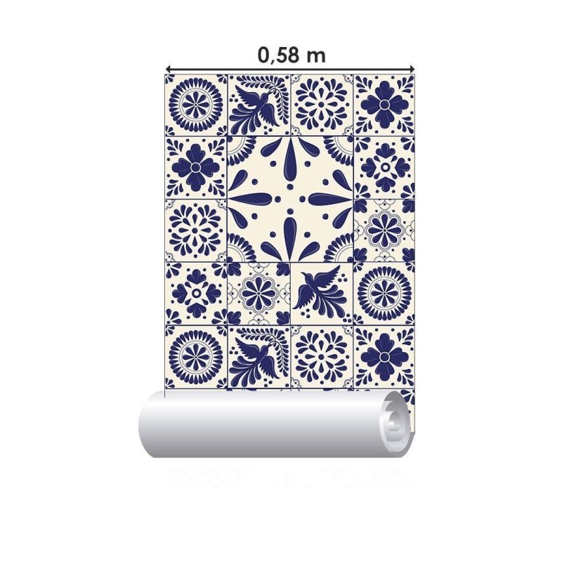 Papel de Parede Adesivo Azulejo Português N015084 - Papel na Parede