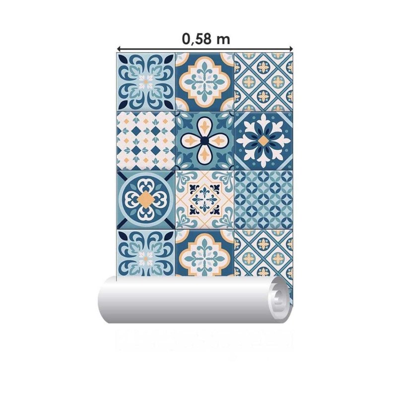 Papel de Parede Adesivo Azulejo Português N03032 - Papel na Parede