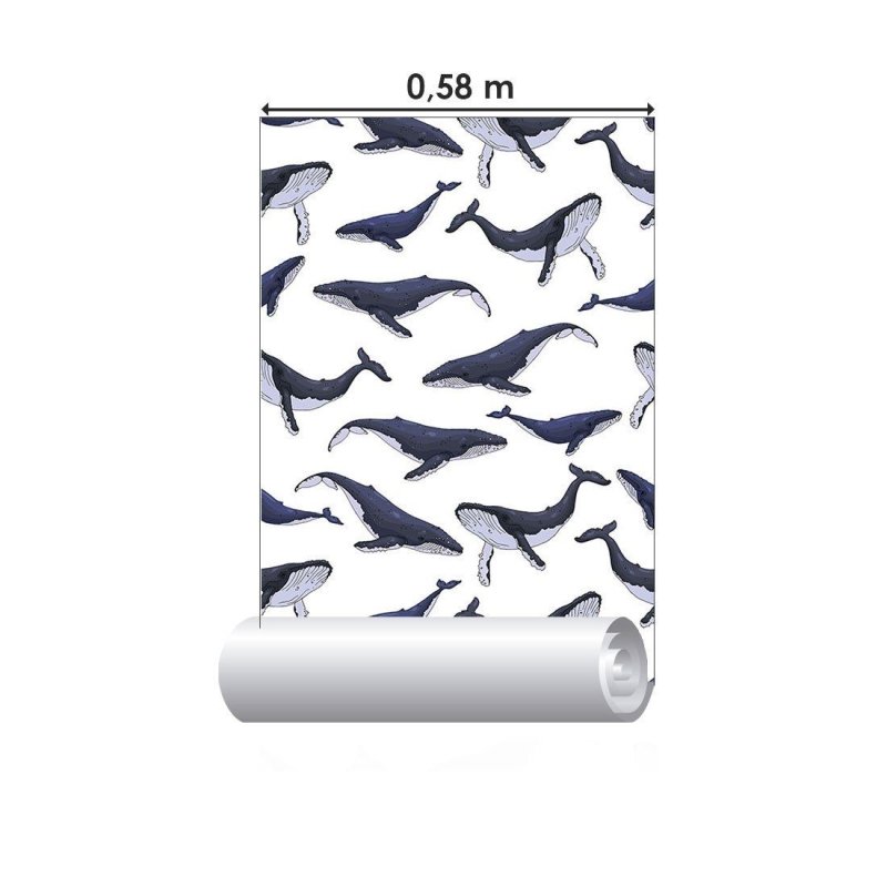 Papel de Parede Adesivo Baleias no Mar N015074 - Papel na Parede