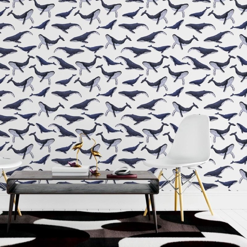Papel de Parede Adesivo Baleias no Mar N015074 - Papel na Parede