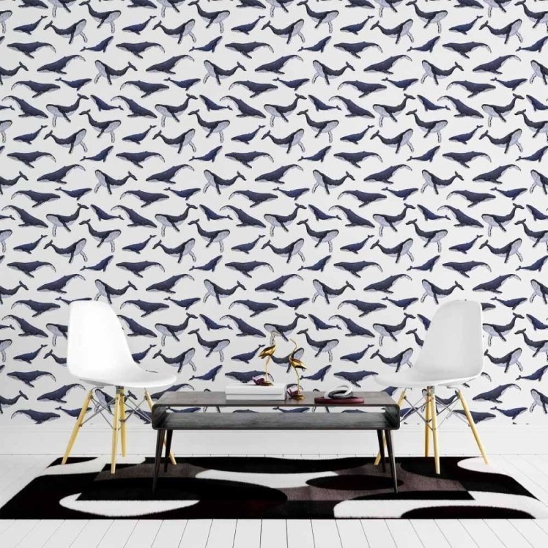 Papel de Parede Adesivo Baleias no Mar N015074 - Papel na Parede