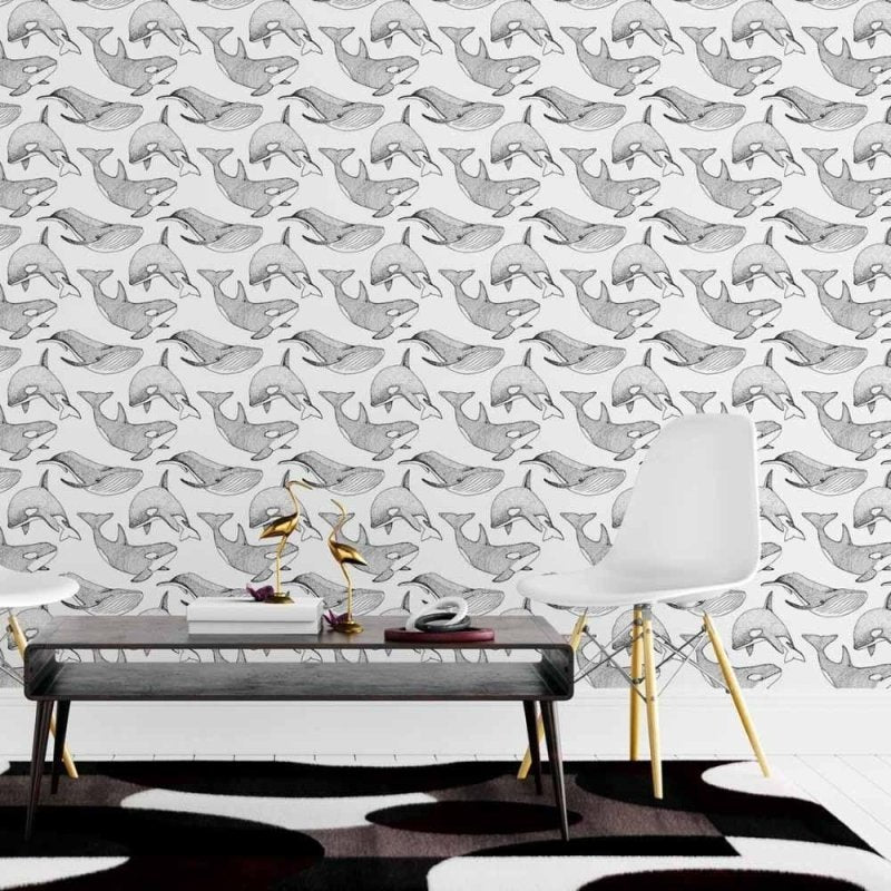 Papel de Parede Adesivo Baleias Pontilhismo N015134 - Papel na Parede
