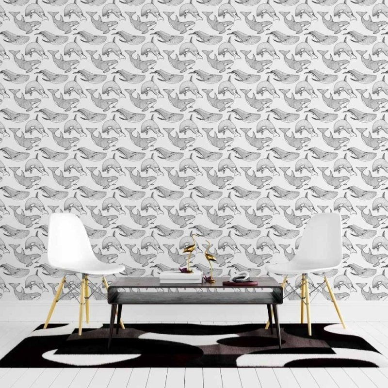 Papel de Parede Adesivo Baleias Pontilhismo N015134 - Papel na Parede