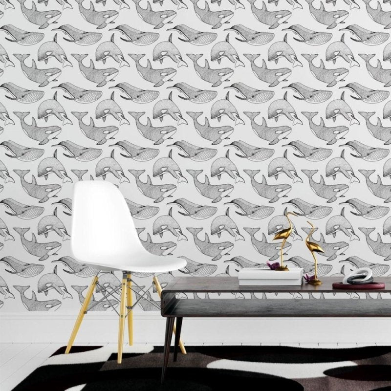 Papel de Parede Adesivo Baleias Pontilhismo N015134 - Papel na Parede