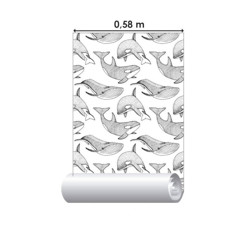 Papel de Parede Adesivo Baleias Pontilhismo N015134 - Papel na Parede