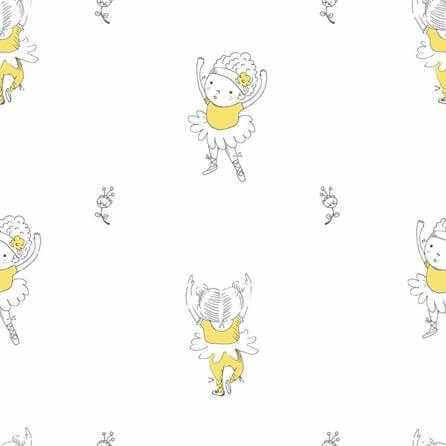 Papel de Parede Adesivo Ballet Criança Amarelo 481391755 - Papel na Parede