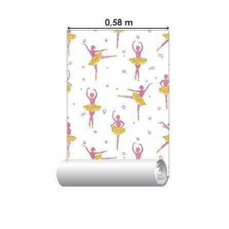 Papel de Parede Adesivo Ballet Rosa e Amarelo 588872438 - Papel na Parede