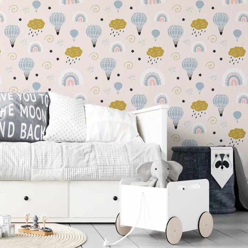 Papel de Parede Adesivo Balões Arco-iris Minimalista N05110 - Papel na Parede